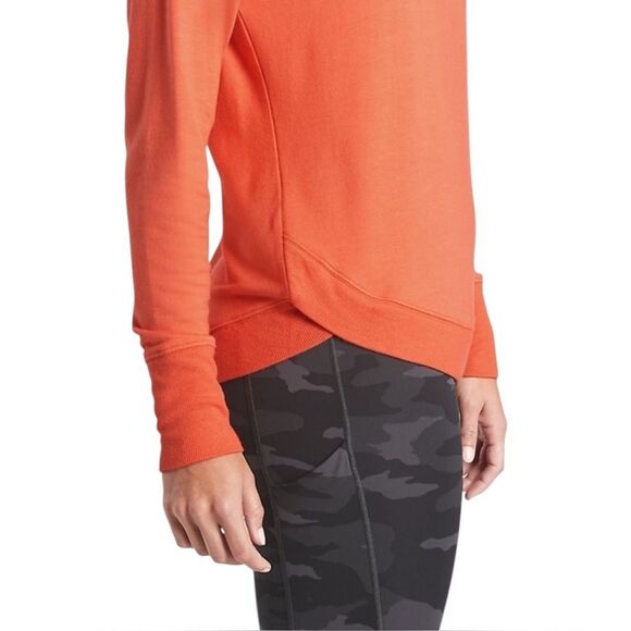 Athleta Women's Orange Haze Mindset Sweatshirt Relax Fit Tulip Hem Small NWOT - Picture 4 of 11